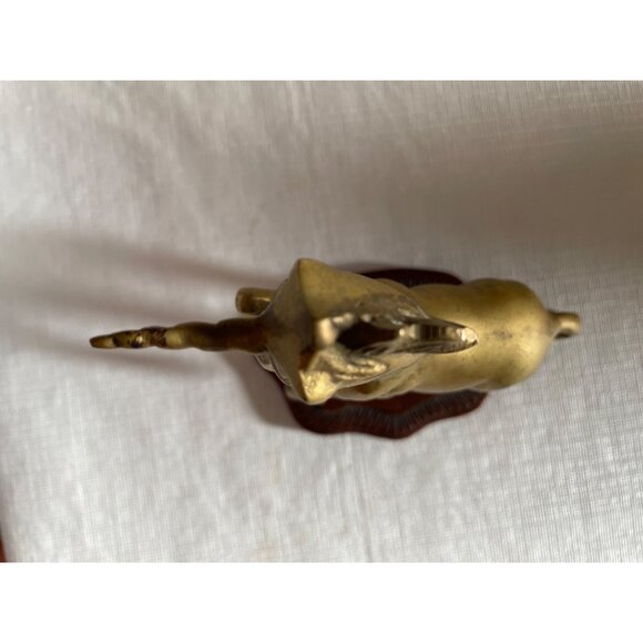 Brass Unicorn Figurine On Plastic Base Made In India Paperweight 1980's - Picture 5 of 8